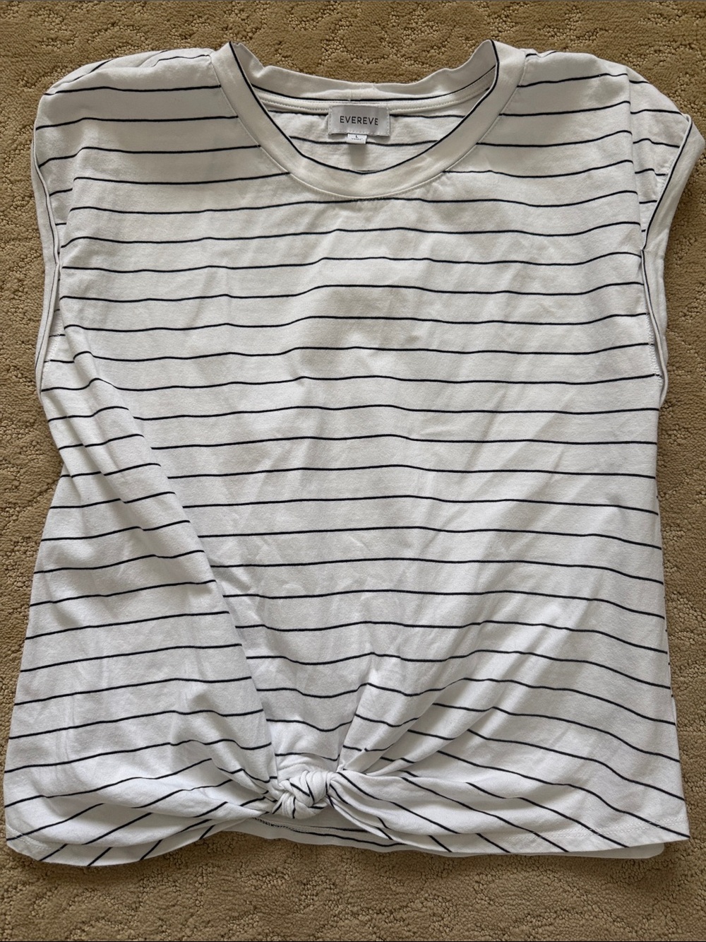 Evereve White Striped Knot-Front Tank